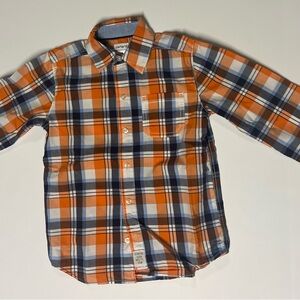 Carter's Boys Size 6 Orange and Blue Plaid Button Down Shirt